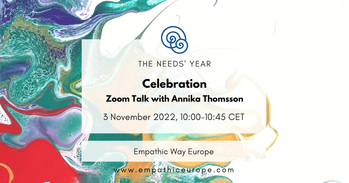 41 celebration zoom talk with Annika Thomsson the needs year empathic way europe